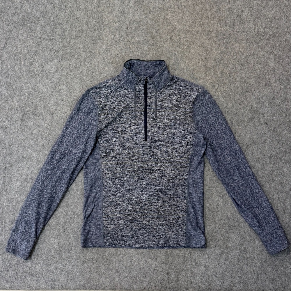 Lululemon Akido Heathered Gray Blue 1/2 Zip Inkwell Sweat Session Pullover Sz L